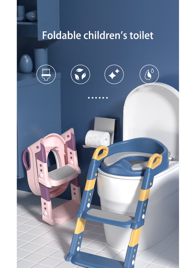 أولودينيز  مقعد تدريب الأطفال على الحمام مع سلم - تصميم قابل للطي، درجات غير قابلة للانزلاق، ومقعد مبطن مريح - Image 4