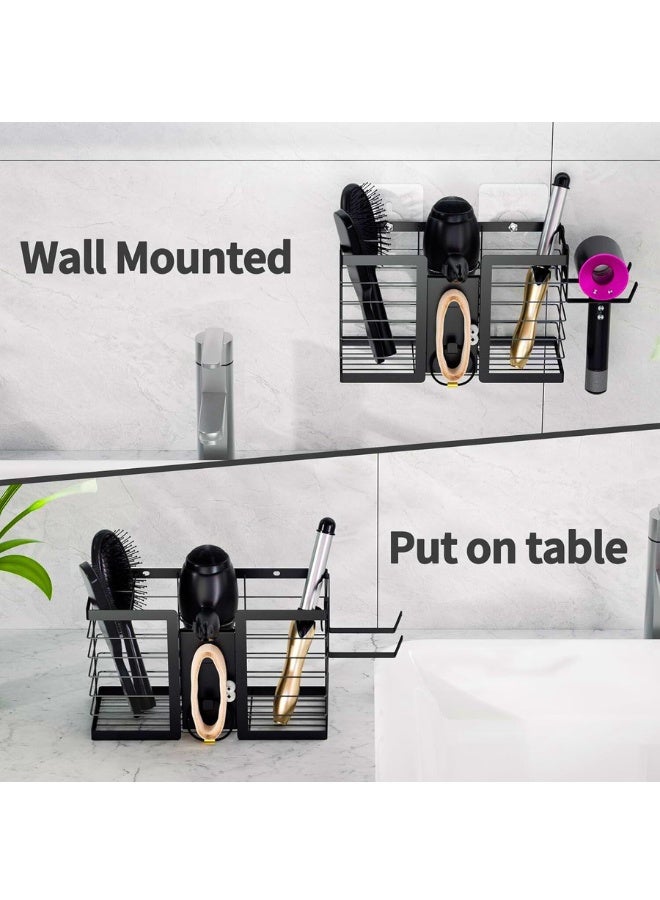 Chase Up Hair Tool Organizer Hair Dryer Holder, 3 in 1 Metal Bathroom Blow Dryer Organizer Wall Mount for Flat Iron, Curling Iron, Straightener, Hair Care & Styling Tools Storage and Organizer - Image 2