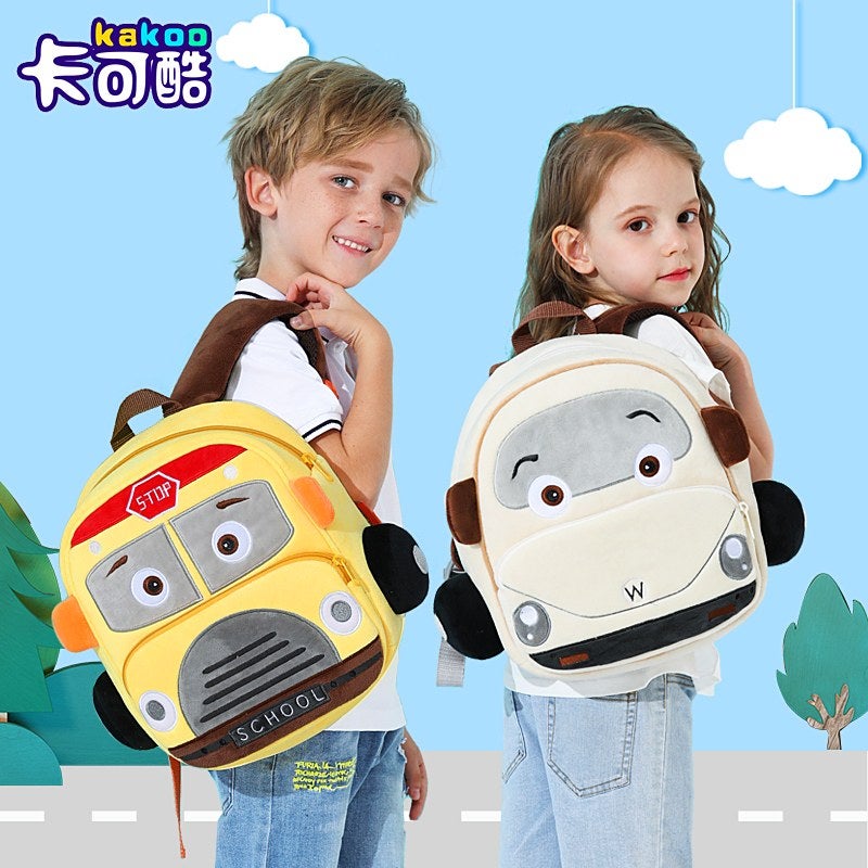 Plush Kids Backpack, Mini Car Vehicle Design, Soft Lightweight School Bag for Toddlers and Preschool Kids - Image 5