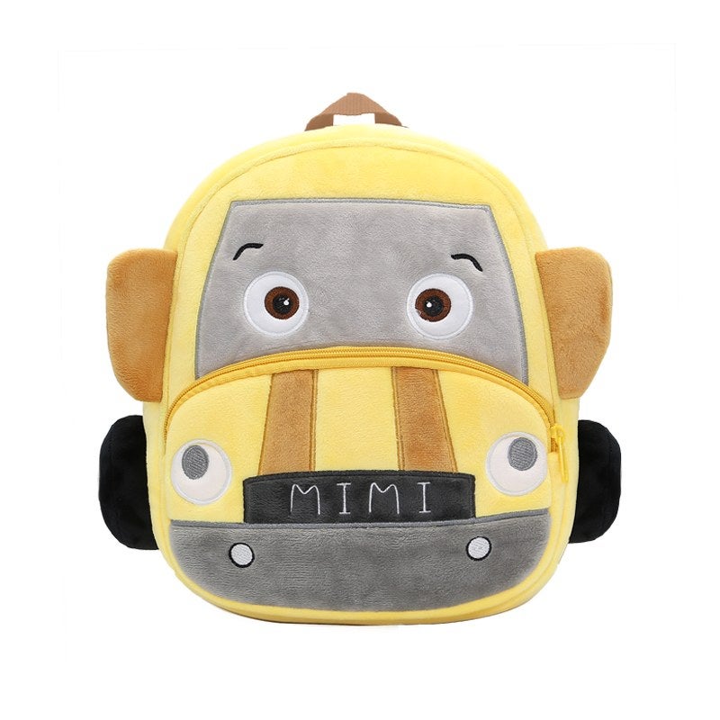 Plush Kids Backpack, Mini Car Vehicle Design, Soft Lightweight School Bag for Toddlers and Preschool Kids - Image 3