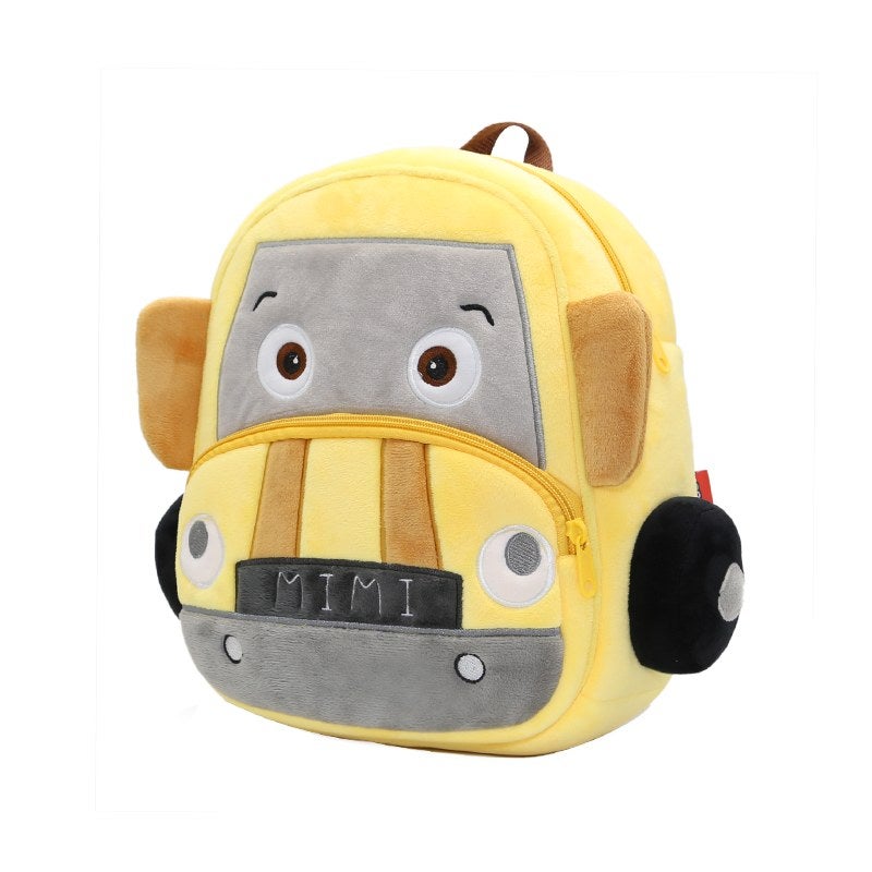 Plush Kids Backpack, Mini Car Vehicle Design, Soft Lightweight School Bag for Toddlers and Preschool Kids - Image 2