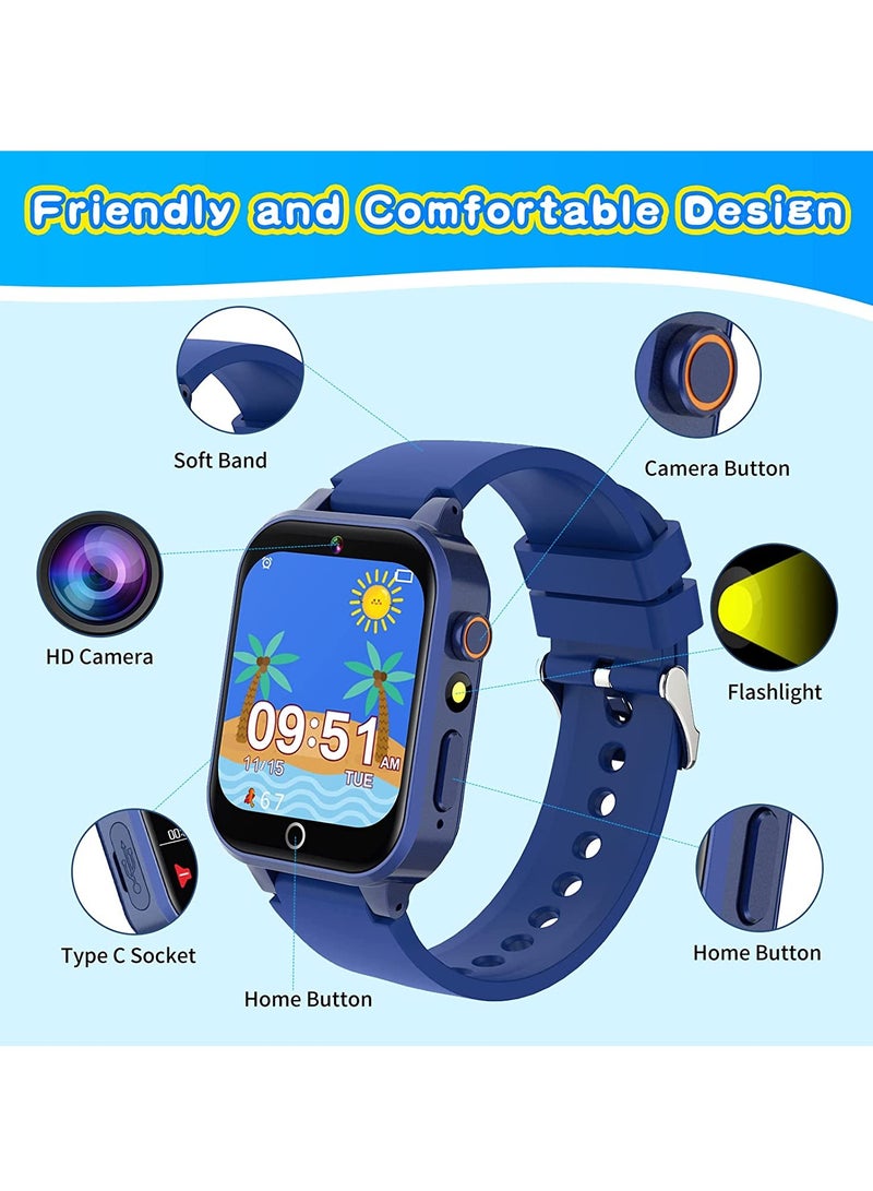 ساعة ذكية للأطفال ألعاب البنات، ساعة أطفال للبنات والأولاد من عمر 4 إلى 12 سنة، مع مشغل موسيقى وكاميرا فيديو، 26 لعبة - Image 2