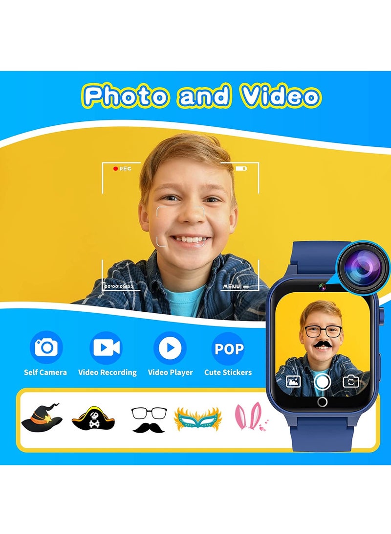 ساعة ذكية للأطفال ألعاب البنات، ساعة أطفال للبنات والأولاد من عمر 4 إلى 12 سنة، مع مشغل موسيقى وكاميرا فيديو، 26 لعبة - Image 4