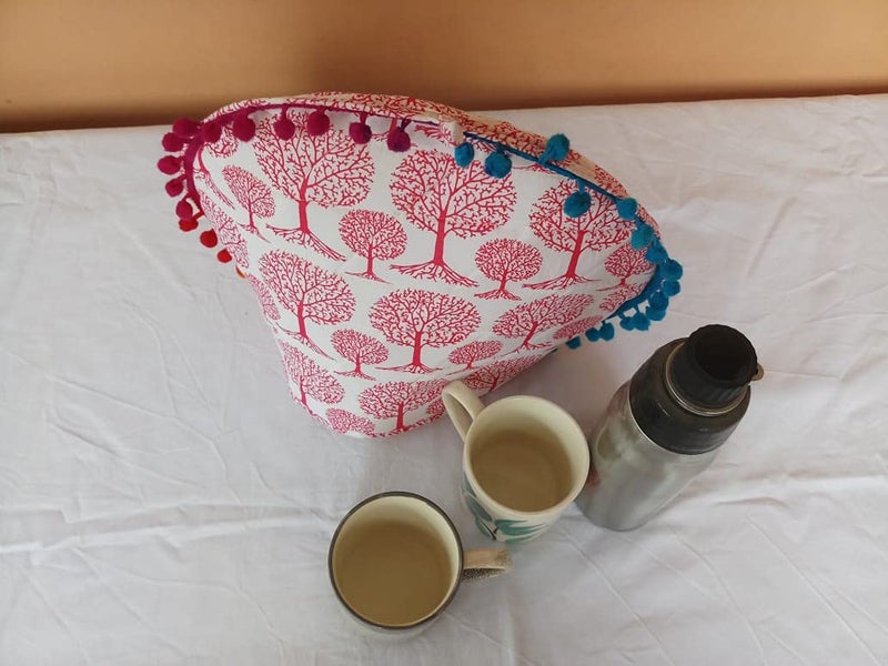 Malan Bai Mandala Tea Cozy Cover White Hand Block Winter Tea Cozy Cotton Tea Kettle Warmer Pot Cover Hot Coffee Cover Handamde Kitchen Décor Brand: Malan Bai (Pattern 24) - Image 2
