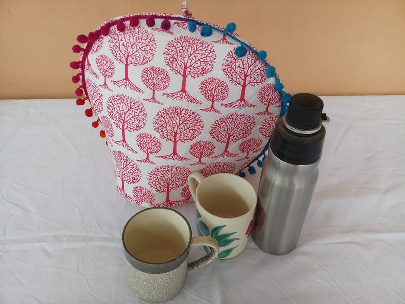 Malan Bai Mandala Tea Cozy Cover White Hand Block Winter Tea Cozy Cotton Tea Kettle Warmer Pot Cover Hot Coffee Cover Handamde Kitchen Décor Brand: Malan Bai (Pattern 24) - Image 1
