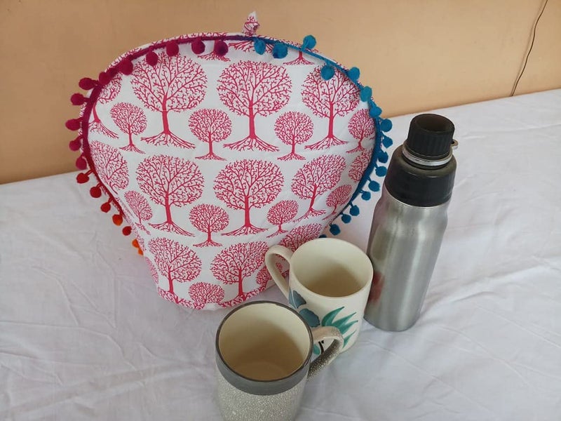 Malan Bai Mandala Tea Cozy Cover White Hand Block Winter Tea Cozy Cotton Tea Kettle Warmer Pot Cover Hot Coffee Cover Handamde Kitchen Décor Brand: Malan Bai (Pattern 24) - Image 4