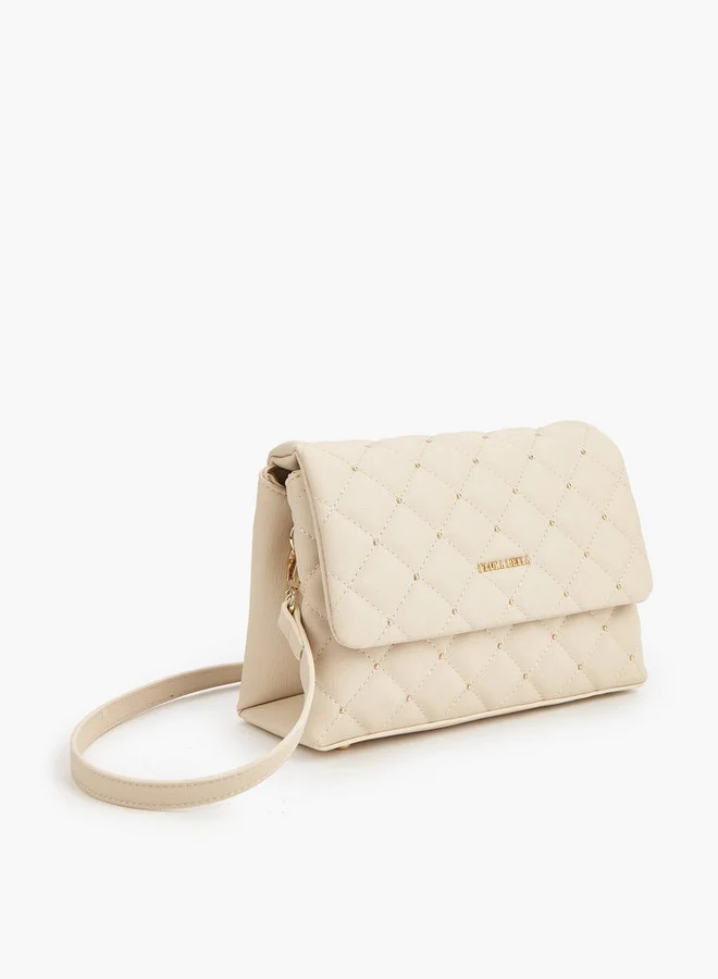 Flora Bella By Shoexpress Quilted Crossbody Bag with Button Closure
