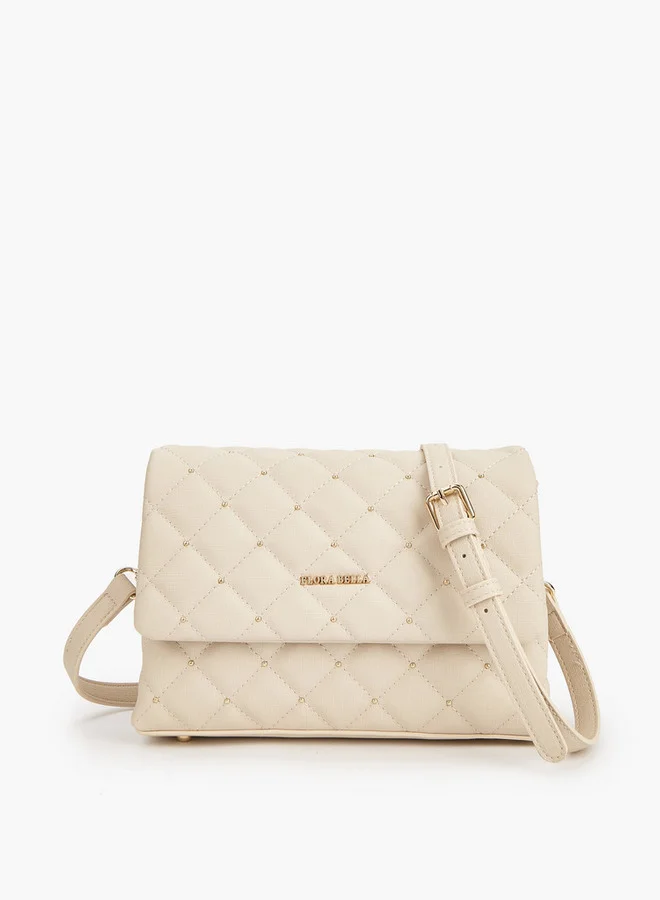 Flora Bella By Shoexpress Quilted Crossbody Bag with Button Closure