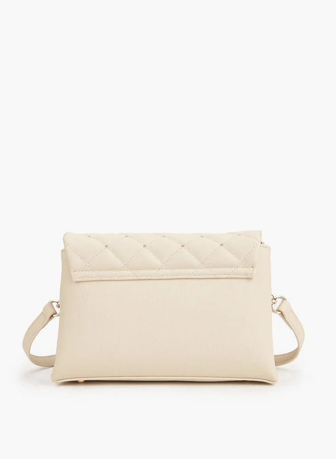 Flora Bella By Shoexpress Quilted Crossbody Bag with Button Closure