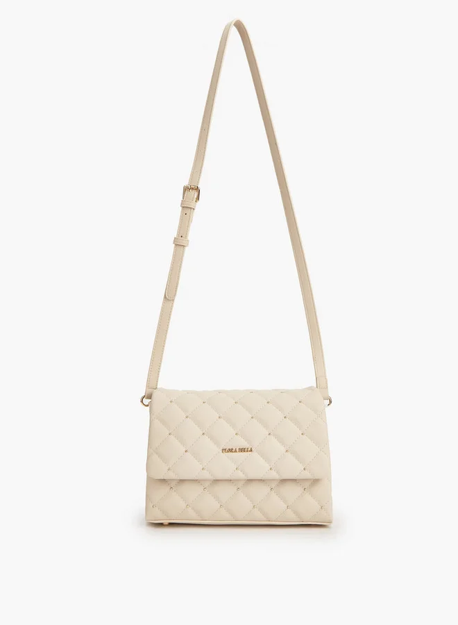 Flora Bella By Shoexpress Quilted Crossbody Bag with Button Closure