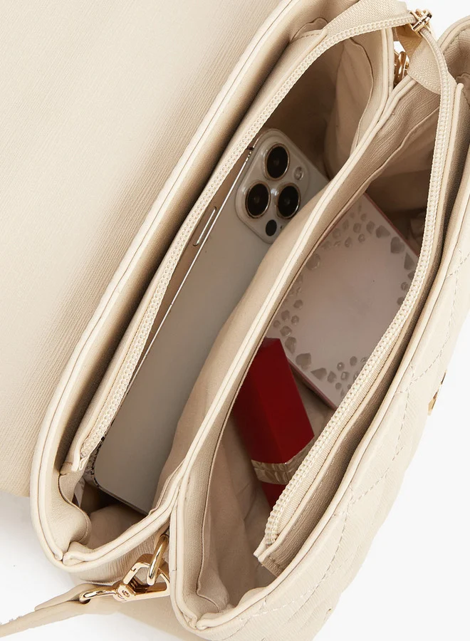 Flora Bella By Shoexpress Quilted Crossbody Bag with Button Closure