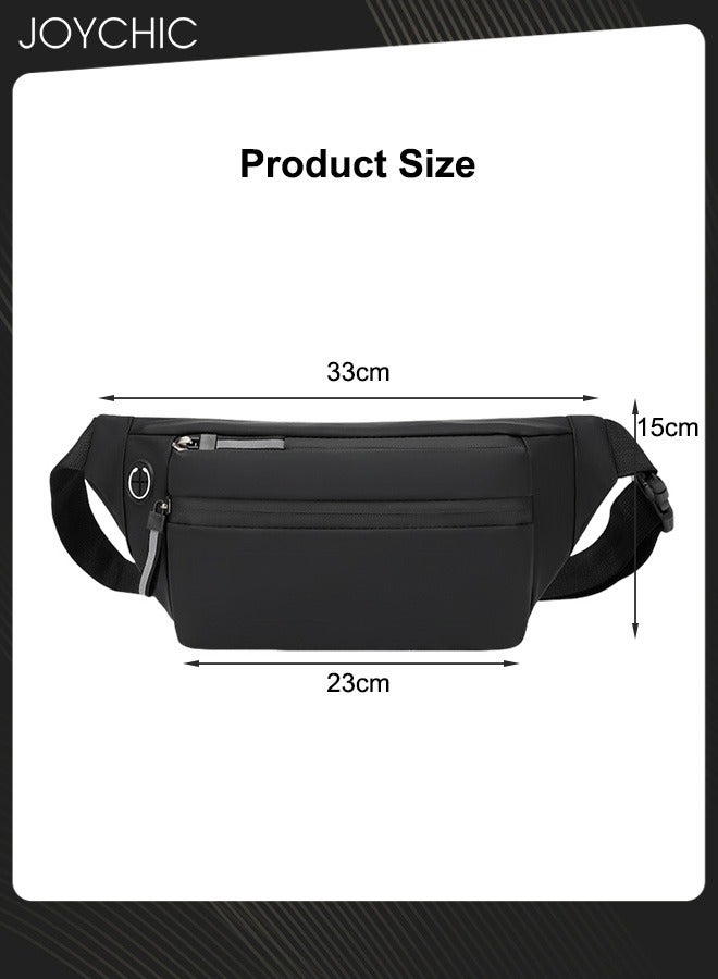 Joychic حقيبة خصر كاجوال للرجال مقاومة للماء على الطراز الكوري حقيبة صدر عصرية مقاومة للاهتراء حقيبة كتف عبر الجسم مع مقبس سماعة رأس للرياضات الخارجية والتسلق باللون الأسود - Image 5