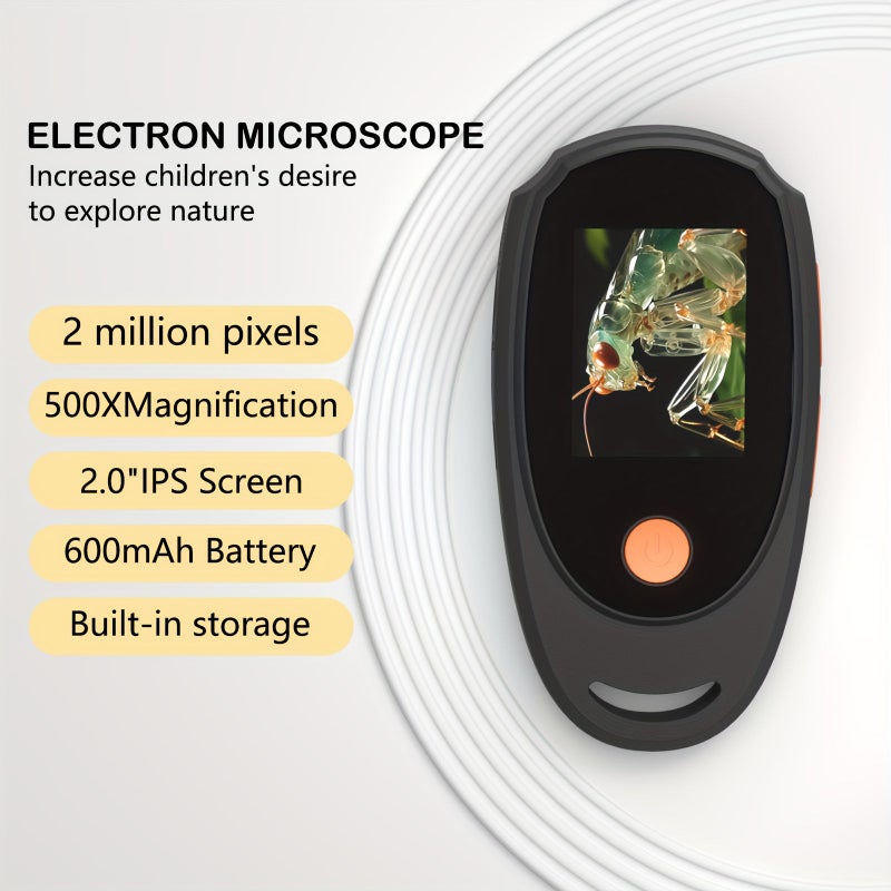 White Autofocus Digital Microscope 500x with 2 Inch IPS Screen 8 LED Lights - Image 3
