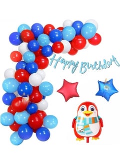 Düvenci Ticaret Penguin Star Foil Balloon Red Blue White Concept Birthday Party Set 