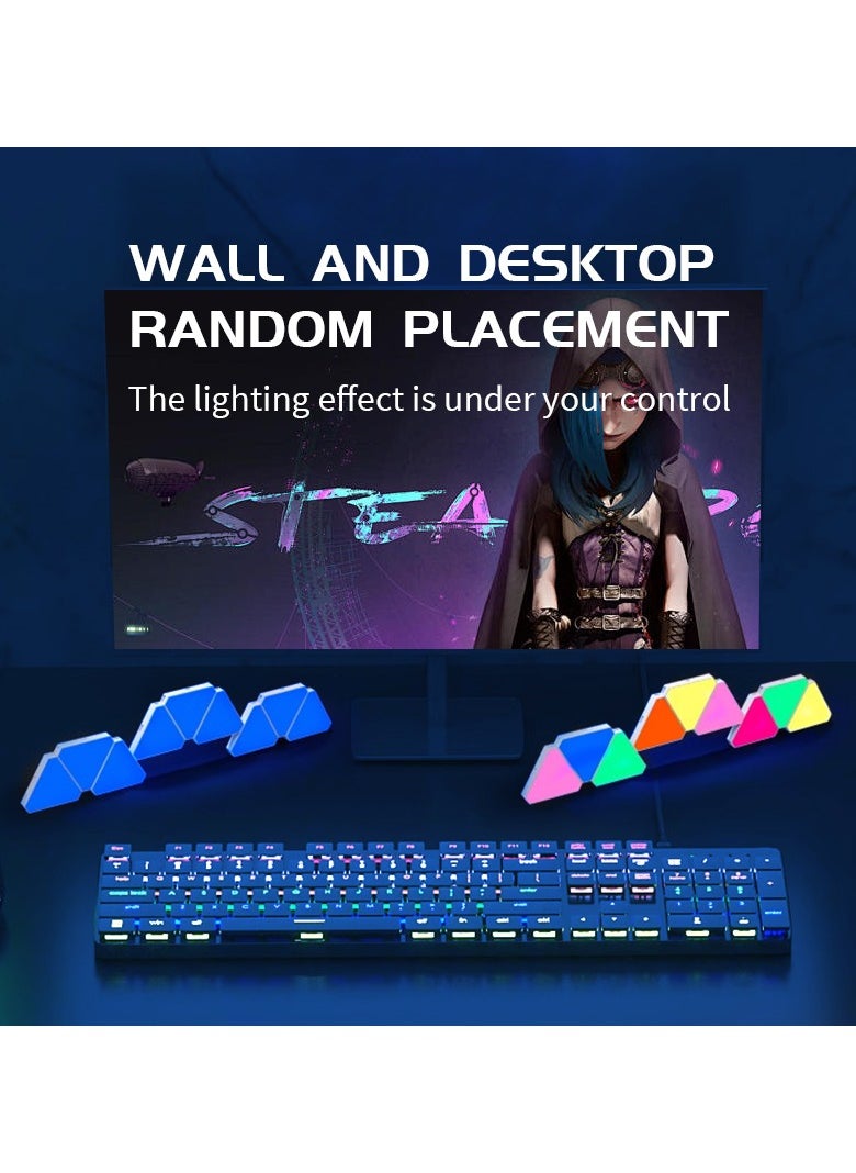 Generic - 10 Pack Triangle LED Light, RGB Gaming Lights for Gaming Setup, DIY Triangle LED Wall Lights with 6 Connection Ports, APP and Remote Controlled, Music Sync for Gaming Room Bedroom Streaming - Image 1