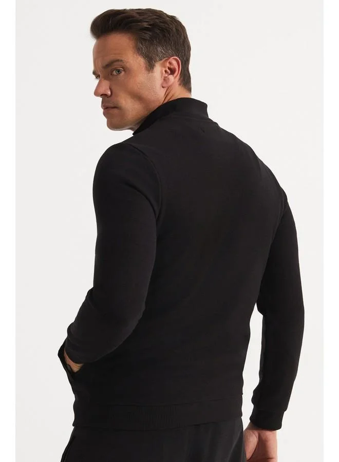 JUNE Exclusive Men Zippered Sweatshirt Black