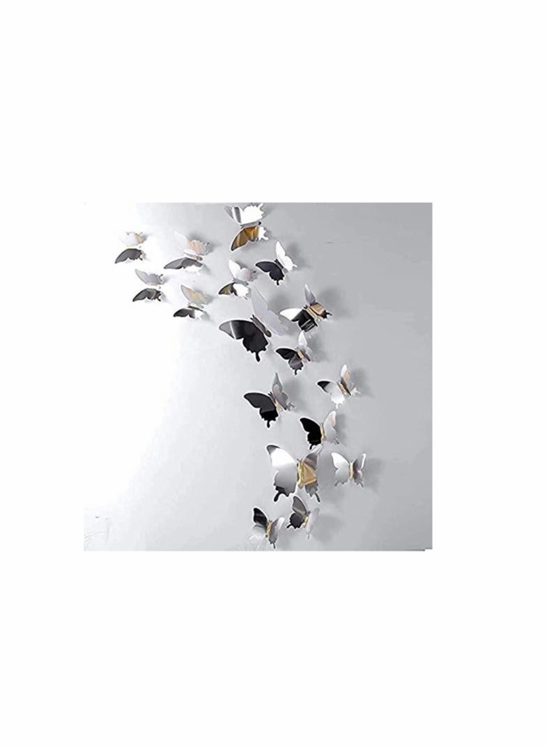 SYOSI Silver Butterfly Decorations, Material: These 3d butterfly wall stickers are made of plastic; Easy to use and no other tool required.3D Wall Decals, Wall Metallic Art Sticker, DIY/Man-Made/Removable/D