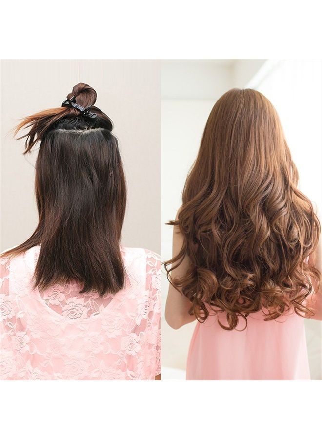 REECHO 20" 1-Pack 3/4 Full Head Curly Wave Blonde Mixed Hair Color Clips in on Synthetic Hair Extensions Hairpieces for Women 5 Clips 4.5 Oz per Piece - Medium Blonde with Highlights - Image 4