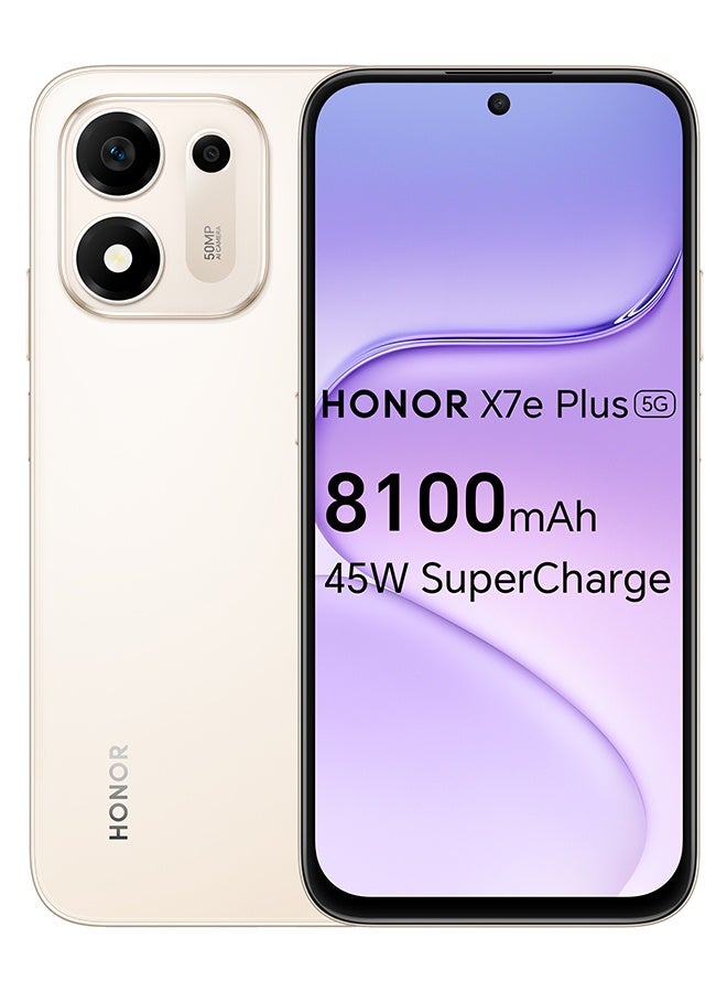 هونور X7e Plus  Dual SIM  5G 8GB RAM 256GB Desert Gold - Middle East Version - Image 1