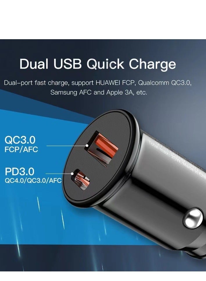 Awei C-706 Quick Charge 3.0 & PD20W Car charger +USB Type C Data Cable Ultra Fast Charging Charger - Black - Image 5