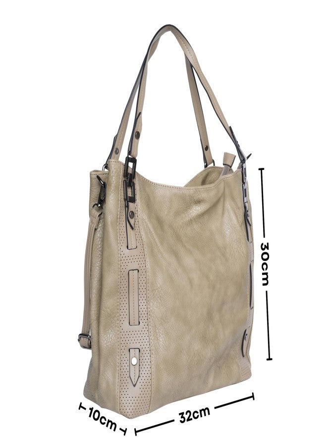 SANTORINI Oia Womens Tote bag | Medium shoulder bag with 2 Main Compartments, Multiple Zipper Pockets & Detachable Sling Strap | Medium Shoulder Handbag for Office, Travel & Daily Use (Green) - Image 2