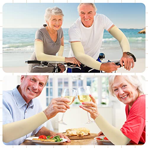Janmercy 8 Pairs Elderly Skin Thin Protector Sleeves Bruise Abrasions Protective Arm Sleeve(Beige) - Image 4