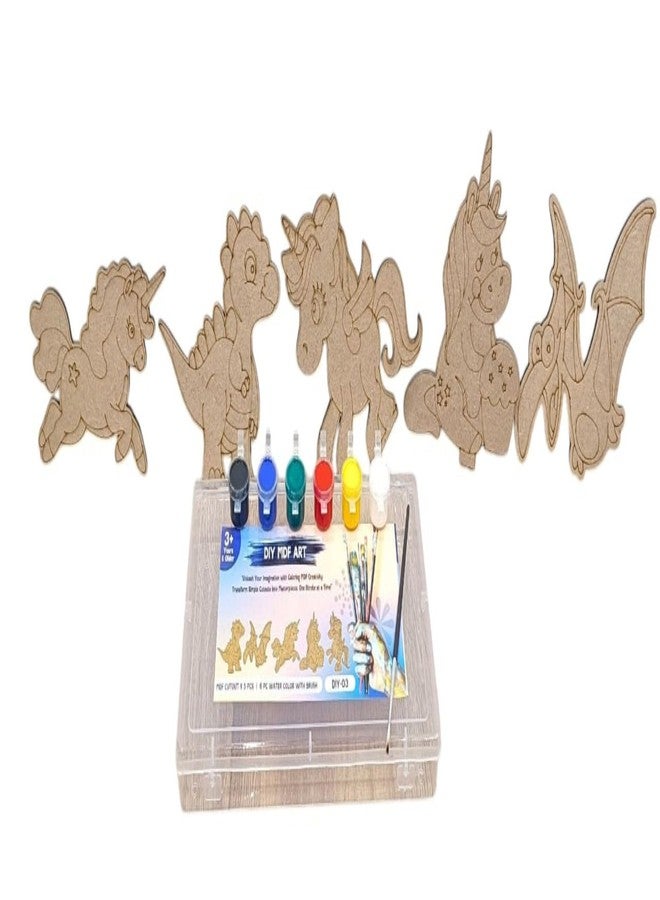 Tickles Unicorn DIY Art Paint Kit with 5 Wooden Cutouts, 6 Watercolors & Brush | Creative Craft Activity for Kids Boys & Girls Birthday Gift (Size: 10 cm, Ages: 3+ Years) - Image 1