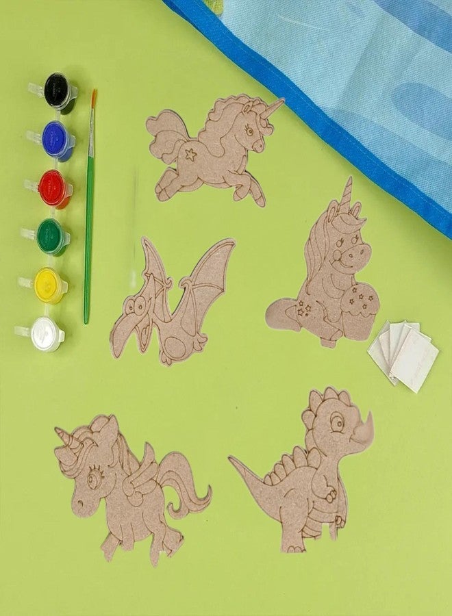 Tickles Unicorn DIY Art Paint Kit with 5 Wooden Cutouts, 6 Watercolors & Brush | Creative Craft Activity for Kids Boys & Girls Birthday Gift (Size: 10 cm, Ages: 3+ Years) - Image 2