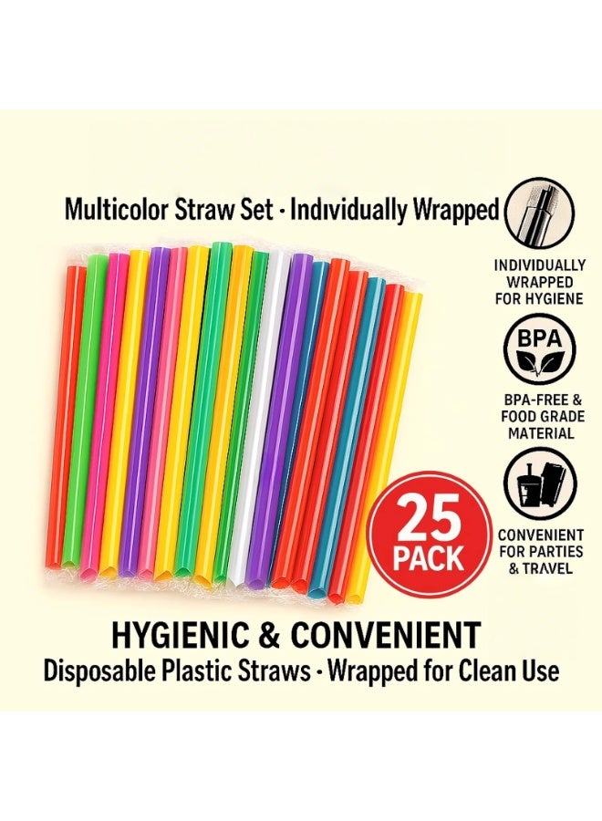 Jumbo Smoothie Straws 25-Pack | 11mm Wide, 19cm Long | Multicolor Boba Straws | Individually Wrapped, BPA-Free, Food-Grade | For Milkshakes, Smoothies, Juice, Bubble Tea & Parties  - Image 2