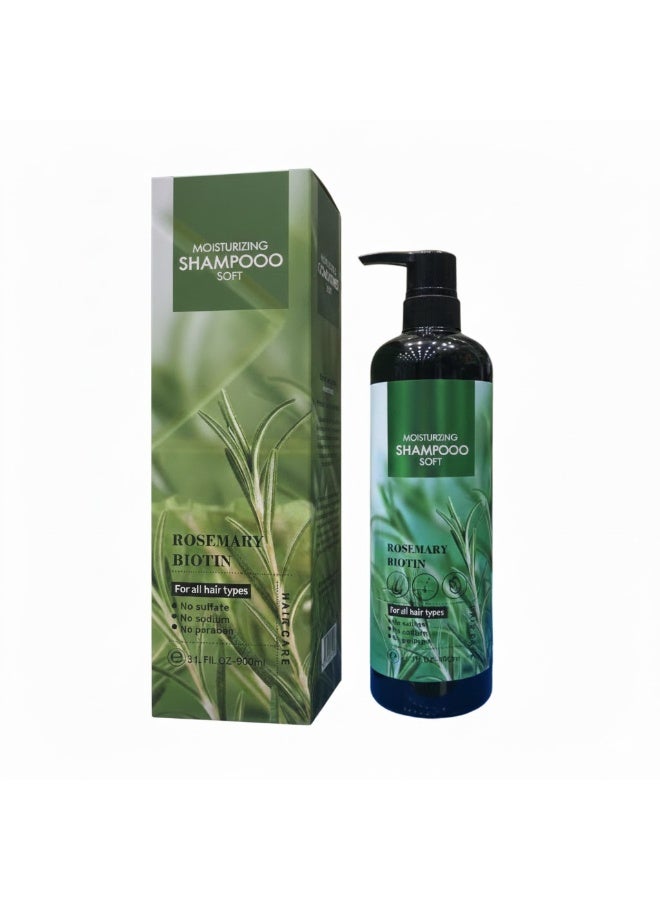Moisturizing Shampoo with Rosemary & Biotin 900ml – Nourishing Hair Cleanser for All Hair Types, Unisex, Hydrating & Strengthening
