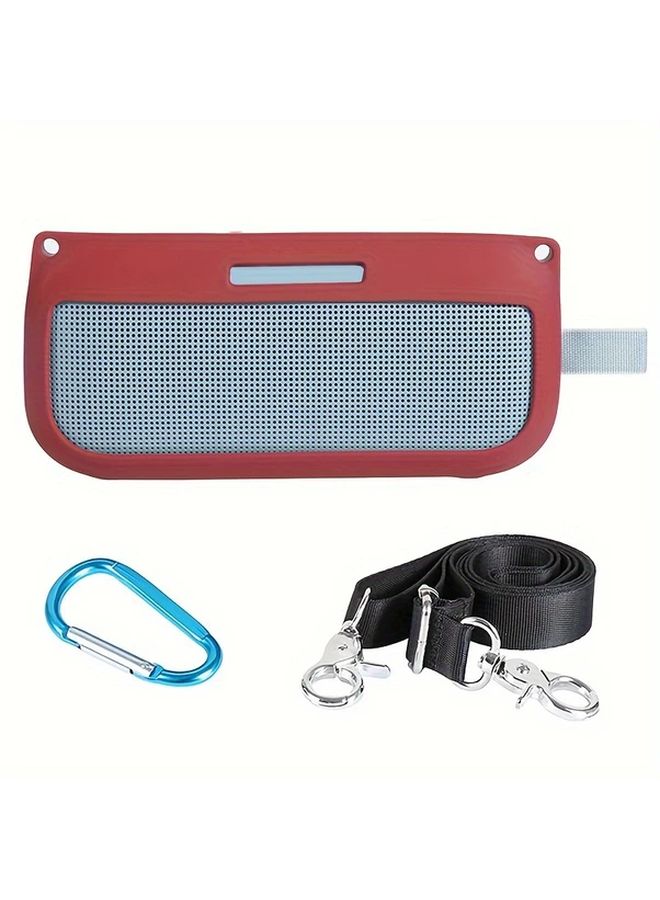 حافظة سيليكون ناعمة واقية لمكبر الصوت البلوتوث SoundLink Flex مع حمالة كتف ومشط كاربينير، إكسسوار صديق للسفر للاستخدام في النادي الرياضي في الهواء الطلق – اللون الأزرق. - Image 5