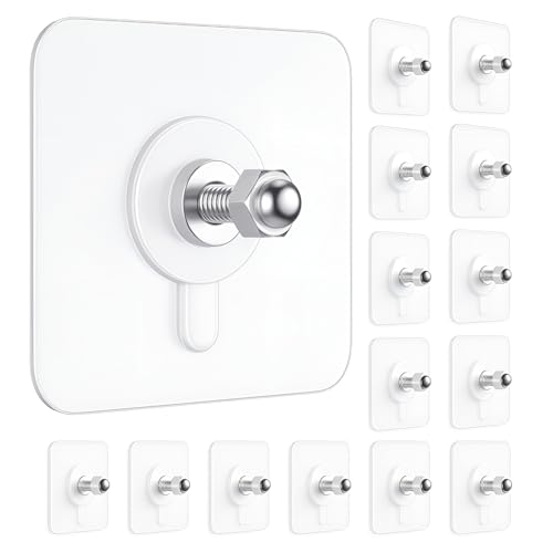 DALUCI 15 Pcs Self Adhesive Screw Hooks for Hanging | Heavy Duty Adhesive Wall Hooks for Wall Heavy Items | Sticker Screw Wall Hook Without Drilling, Nail Free Wall Hooks for Clothes Towels & Home - Image 1