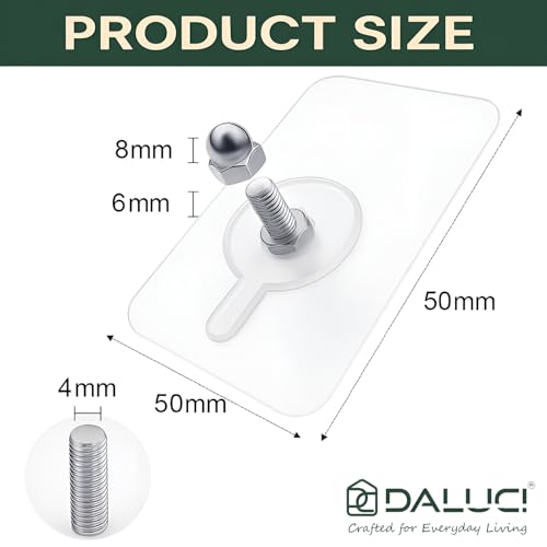 DALUCI 15 Pcs Self Adhesive Screw Hooks for Hanging | Heavy Duty Adhesive Wall Hooks for Wall Heavy Items | Sticker Screw Wall Hook Without Drilling, Nail Free Wall Hooks for Clothes Towels & Home - Image 2