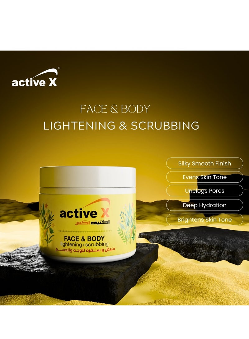 ActiveX Face & Body Exfoliating Scrub 500 g– Skin Lightening, Brightening & Hydrating Cream with Argan Oil, Niacinamide for Radiant, Smooth, and Glowing Skin - Image 2