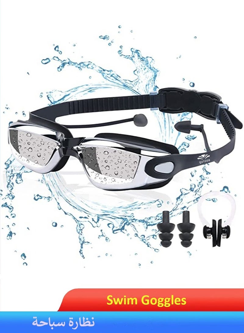 QUTOOB Professional Waterproof Swimming Goggles - Anti-Fog, Ultra-Wide View, UV Protection - Image 1