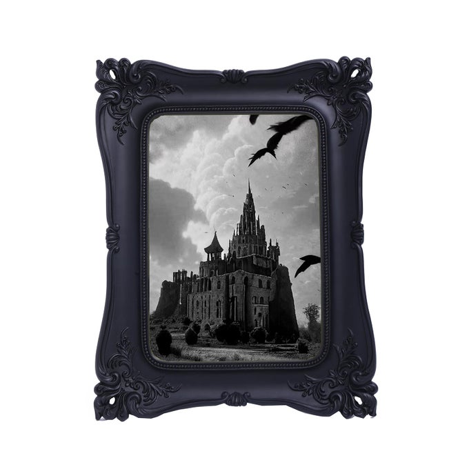 GOTHIC PICTURE FRAME 5X7 BLACK VINTAGE PICTURE FRAMES TABLETOP AND WALL MOUNT DISPLAY BLACK GOTHIC HALLOWEEN DECOR