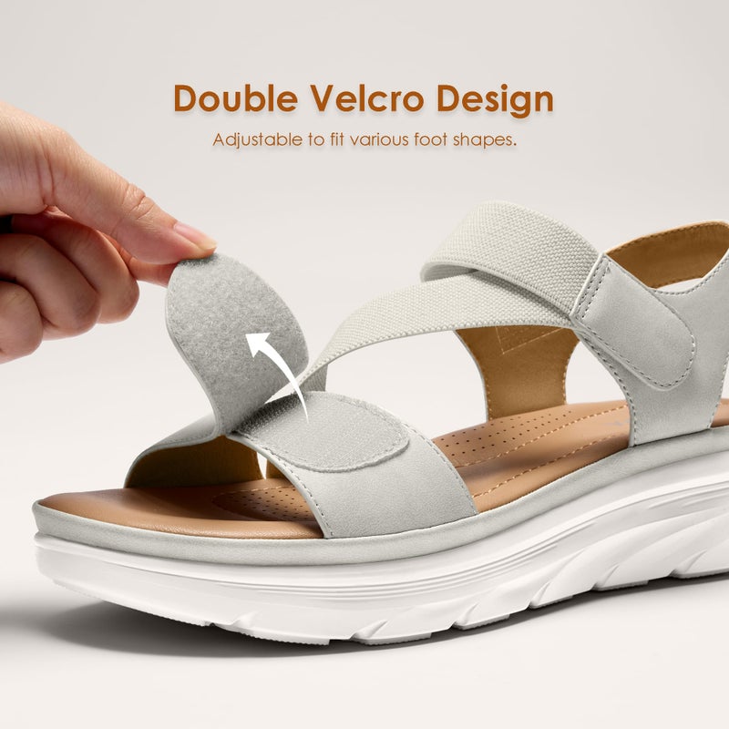 Vilanva Women's Comfortable Walking Sandals beige Size 8 - Image 4