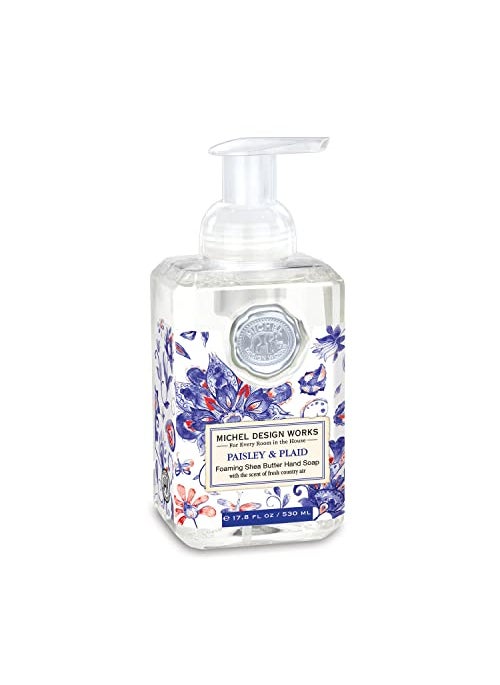 Michel Design Works Michel Design Works Foaming Hand Soap 17.8oz, Paisley & Plaid (Fashion Forward Paisley Design) Scent and Design, Shea Butter and Aloe Vera Blend, Beautiful Square Container with Pump 
