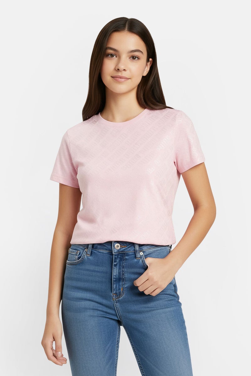 PUMA Kids Girls Crew Neck Short Sleeve Outdoor T-Shirt, Pink - Image 1