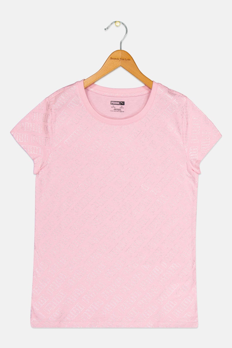 PUMA Kids Girls Crew Neck Short Sleeve Outdoor T-Shirt, Pink - Image 2