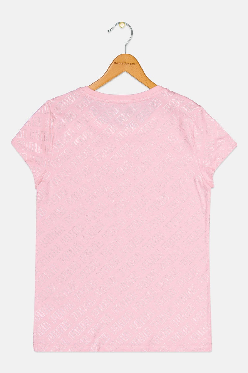 PUMA Kids Girls Crew Neck Short Sleeve Outdoor T-Shirt, Pink - Image 3