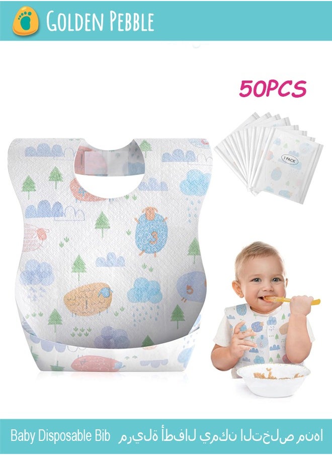 bbet - 50pcs Baby Bibs,Baby Disposable Bibs, Baby Disposable Travel Bibs for Girls and Boys with Individual Package - Soft, Leak Proof & Convenient - Image 1