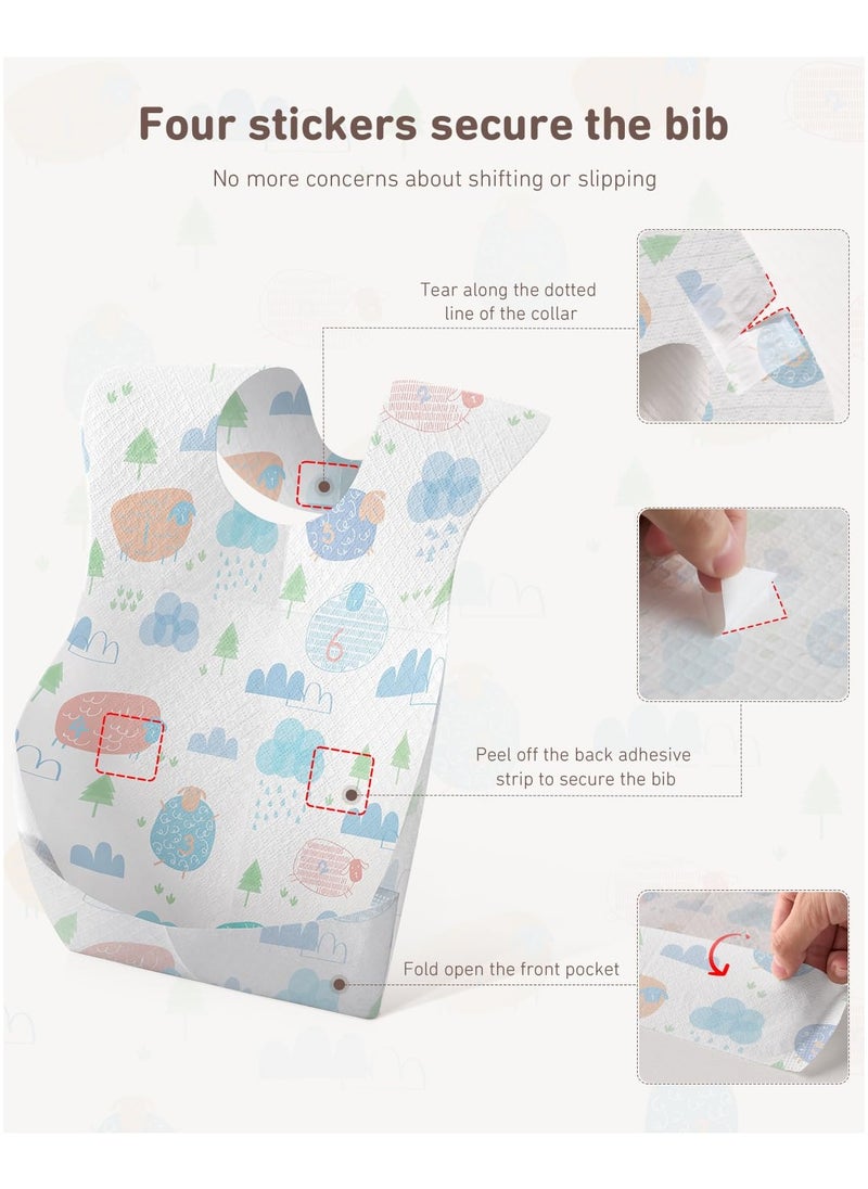 bbet - 50pcs Baby Bibs,Baby Disposable Bibs, Baby Disposable Travel Bibs for Girls and Boys with Individual Package - Soft, Leak Proof & Convenient - Image 1