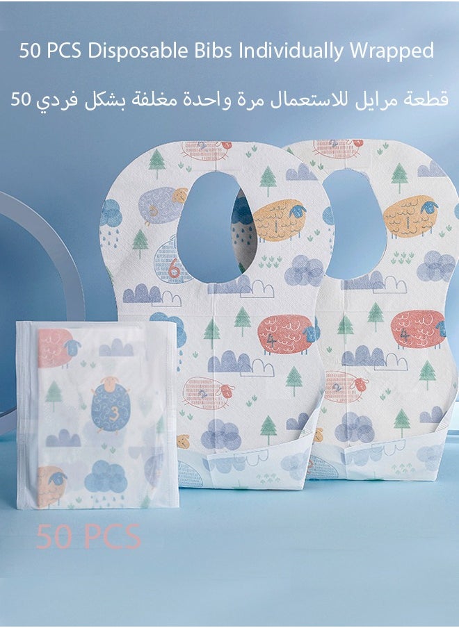 bbet - 50pcs Baby Bibs,Baby Disposable Bibs, Baby Disposable Travel Bibs for Girls and Boys with Individual Package - Soft, Leak Proof & Convenient - Image 1