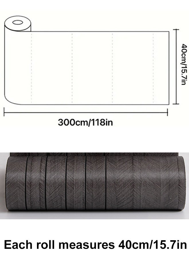 NOAEOU 3D Wall Panels Thickened 3D Wood Grain Wallpaper - 300cm x 40cm PVC Self-Adhesive Sound Insulation Wallboard, Peel and Stick Wall paper For Home Decor, Living room, bedroom (9-2-BK) - Image 2