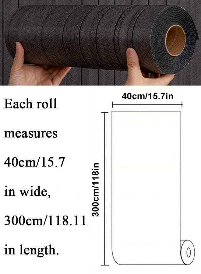 NOAEOU Self-Adhesive Thickened 3D Wallpaper - 40cm x 300cm 1Roll Waterproof PVC Wood Grain Moisture Proof Sound Insulation Wall Panels, Wallpaper Sticker Wallboard for Home Decor, Living Room, Bedroom, TV Background (9-2-BK) - Image 2