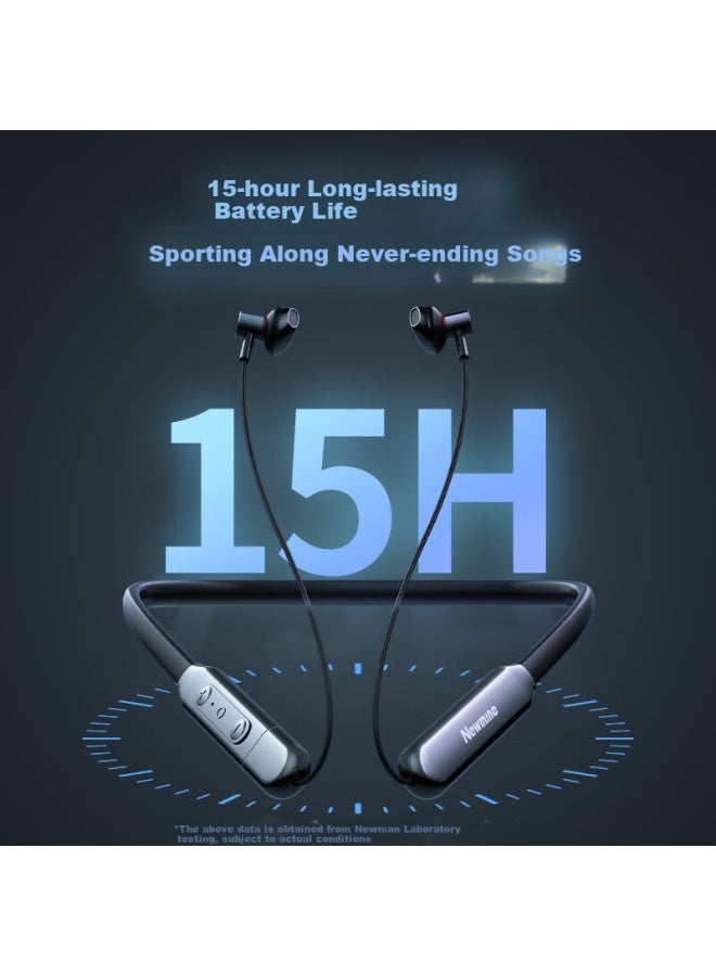 Newmine Sl80 Upgraded Version Neck Hanging Bluetooth Earphones Neck Hanging Wireless Sports Neck Hanging Super Long Battery Life Large Capacity Standby Waterproof Suitable For Huawei Apple Xiaomi Blac - Image 4