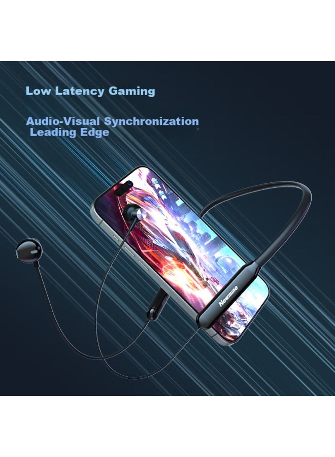 Newmine Sl80 Upgraded Version Neck Hanging Bluetooth Earphones Neck Hanging Wireless Sports Neck Hanging Super Long Battery Life Large Capacity Standby Waterproof Suitable For Huawei Apple Xiaomi Blac - Image 5
