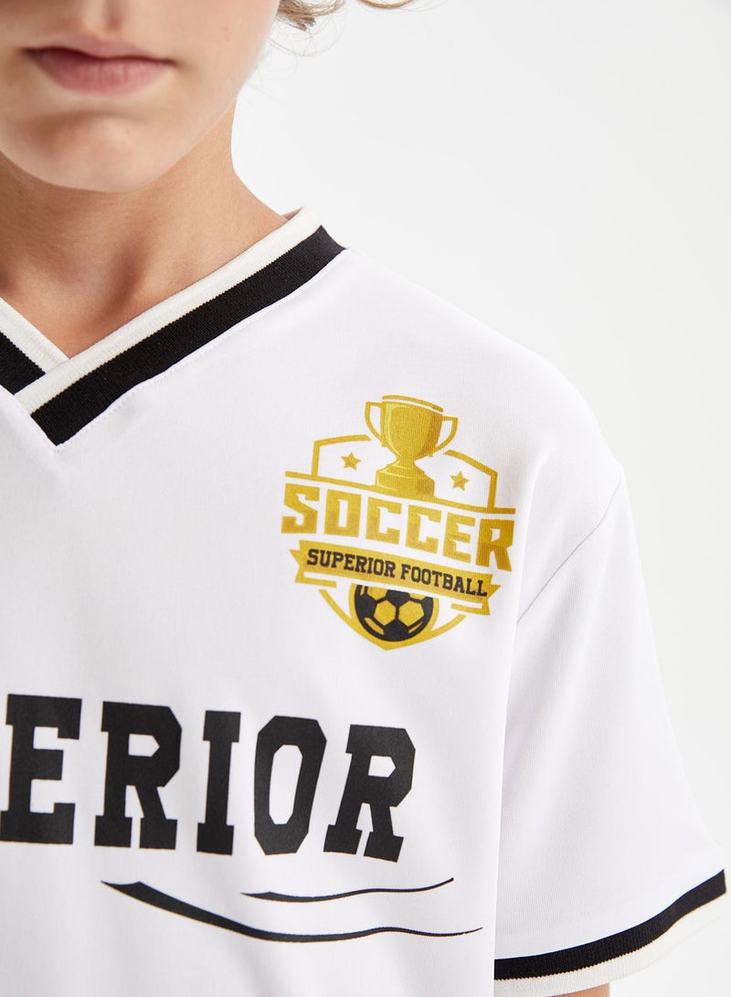 DeFacto V-Neck Printed Short Sleeve T-Shirt - Image 3