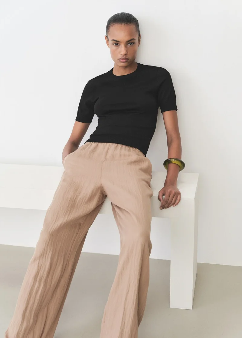 مانجو Short-sleeved fine-knit sweater